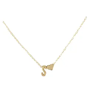 Kate Spade Floating Initial & Heart Mini Pendant Necklace - Golden Floating Frame Chain, Link Design, Ideal for Minimalist Outfits (Costume Jewelry Accessory)