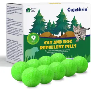 Natural Peppermint Oil Cat Repellent for Outdoor & Indoor Use, Keep Cats & Dogs Away from Yard, Garden & Furniture, 6-Month Protection, 9 Pack
