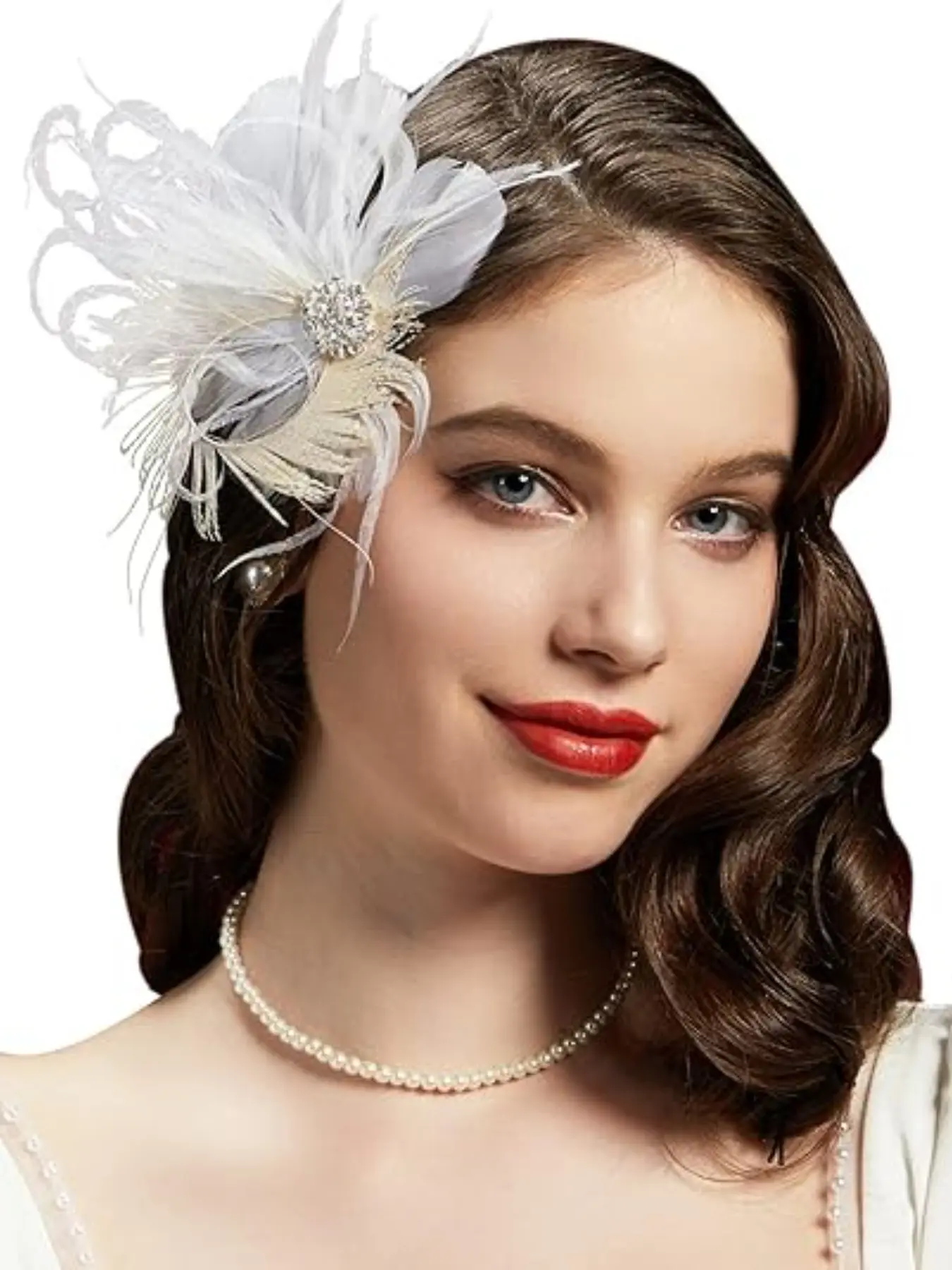 1pcs 1920s Flapper Feather Bling Hair Headband Rhinestone Vintage Feather Headpiece for Roaring 20s Gatsby Party Masquerade Women Costumes