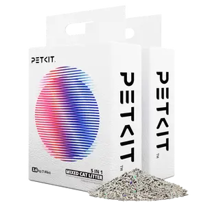 PETKIT Everclean 5 in 1 Mixed Cat Litter,Strong Clumping Cat Litters,Odor Control and Unscented Ultra Absorbent Water Flushable Bentonite Tofu Cat Litter,Dust-Free,8lbs/Bag,8lbs*2Bags