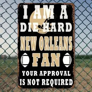 New Orleans Saints Vintage Metal Wall Sign, Saints NFL Decor for Indoor Outdoor, Rustic Fleur de Lis Football Graphic, Weather R, Home Decor Products