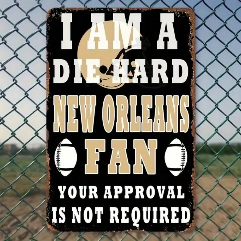 New Orleans Saints Vintage Metal Wall Sign, Metal Signs, Signage, Saints NFL Decor for Indoor Outdoor, Yard Sign, Rustic Design Fleur de Lis Football Graphic, Weather R, Home Decor Products