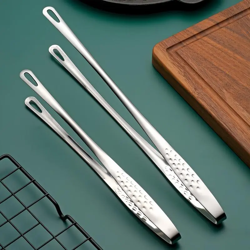 Buy One Get One Free Stainless Steel Tongs Set 11 Inch and 9.4 Inch Non-Slip Heavy Duty BBQ Grilling Kitchen Utensils for Cooking Seafood Salad Serving Frying