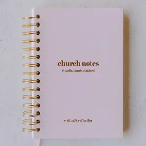 Church Notes Journal - Pink Linen by Steadfast and Sustained - Christian Sermon Notebook to Write Verses, Key Points, Notes, and Apply the Message - Men or Women Gift Idea