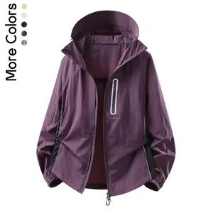 Men's Lightweight Windbreaker Jacket - Water-Resistant Outdoor Hooded Full-Zip Coat - Breathable Active Shell for Hiking, Running, and Casual Wear