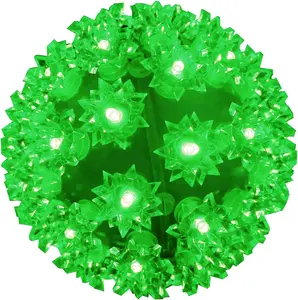 Christmas Lighted Ball 5.5" Outdoor Hanging Sphere Lights Orb 50 LED Green Starlight Sphere for Tree, Porch, Gaebo, Bedroom Decorations
