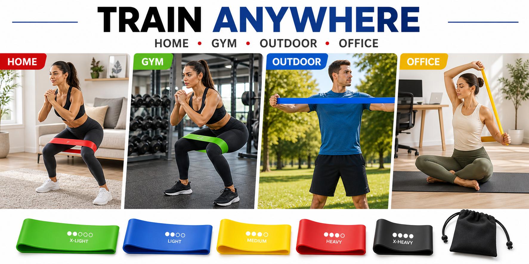 Fittest Pro Adjustable Fabric Stretching Bands - Portable Fitness Accessories for Legs & Butt, Ideal for Resistance Band Workout