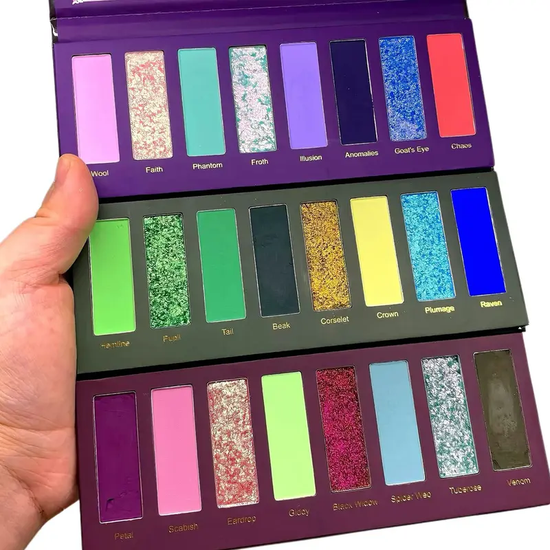 HERORANGE Highly Pigmented 8-Shade Eyeshadow Palette - Glitter Shimmer Eyeshadow Set with Matte, Metallic, Bling, Color-Shifting Finishes, Face+Eye+Blush Multi-Use, Smudge-Proof, Long-Lasting, Blendable, Alcohol-Free, Ideal for Holiday & Halloween Styles