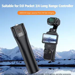 5000mAh Battery Handle for DJI Osmo Pocket 4 / 3, 22.5W Fast Charging Power Bank Grip with Digital Display, 1/4" Threaded Tripod Mount, Portable Camera Accessories