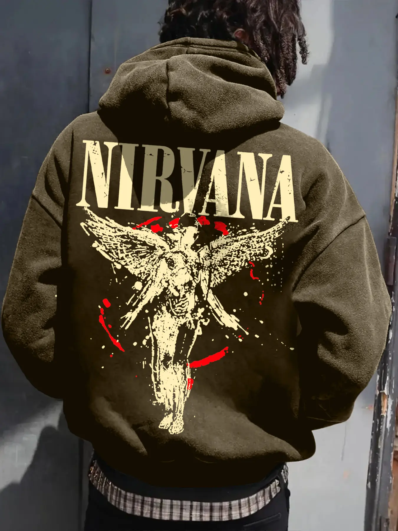 Men's American Vintage Washed Nirvana Band Angel Print Hoodie