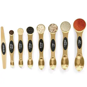 Magnetic Measuring Spoons Set Stainless Steel with Leveler, Stackable Metal Tablespoon Measure Spoon for Baking, Measuring Cups and Spoon Set Kitchen Gadgets Apartment Essentials Fits in Spice Jars Utensils