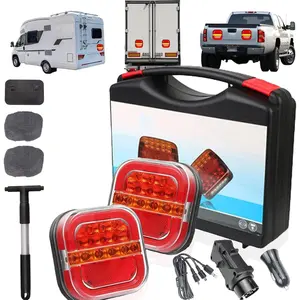 Wireless Trailer Lights Magnetic, IP67 Waterproof Wireless Led Trailer Lights Magnetic, Rechargeable Car Led Tail Light, 100ft Range for Truck,Rv Camper, Boat, Caravan (1Set)