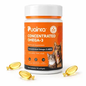 Puainta Salmon Oil for Dogs, Concentrated Omega-3 Capsules for Dogs & Cats High Potency Fish Oil with EPA & DHA (80% Omega-3)  Salmon, Fish & Krill Oil Supplement for Skin, Coat, Heart & Joint Support #Summervibes #petlovers