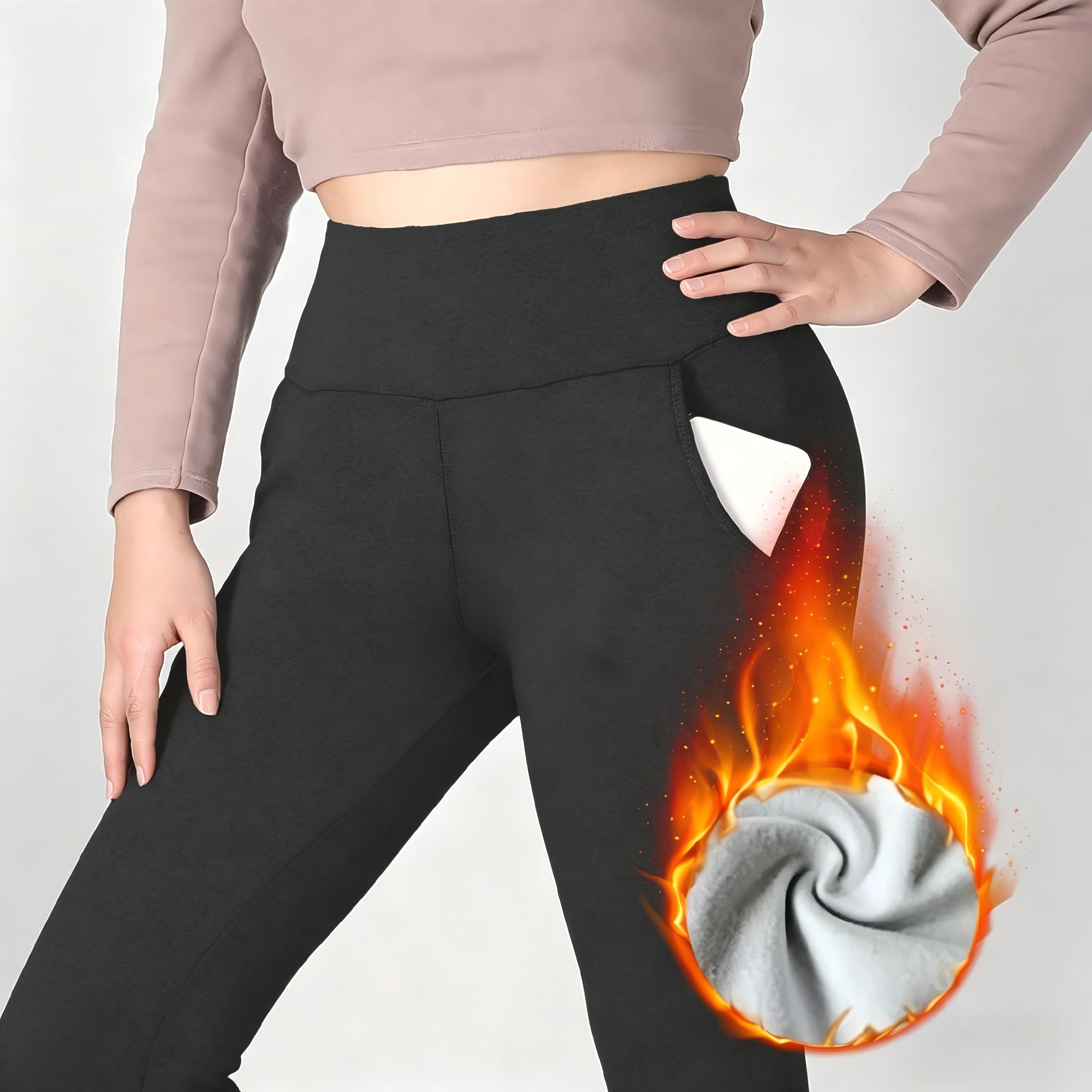 Women's Fleece Lined Leggings with Pockets High Waisted Thermal Warm Yoga Pants for Winter Workout & Everyday Wear Womenswear Bottom