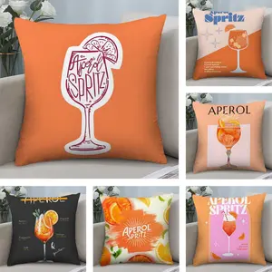 Aperol Spritz Cushion Cover Soft Short Plush Fabric Double-Sided Print Organic Breathable Sofa Pillow Case, Home Machine Washable in Warm Winter Perfect for Home Decor Home Child Gift