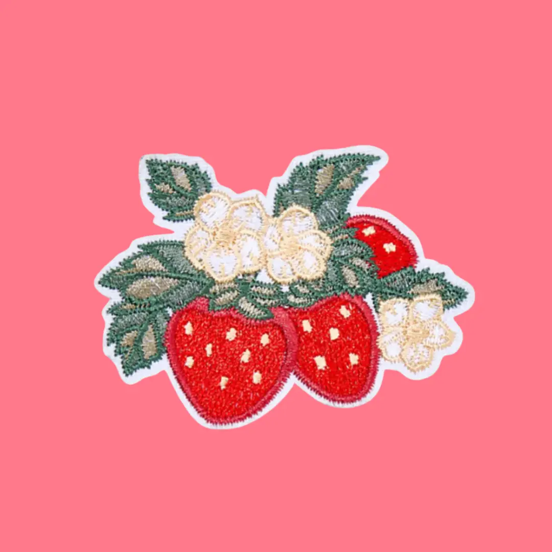 Strawberry Cottage Embroidered Patch, Sewing & Embroidery Craft Supply for Textile Projects