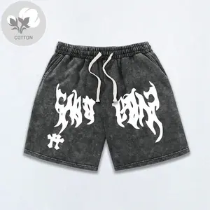 Mens Pure Cotton Sports Shorts Breathable Skin-friendly Comfort Y2K Floral Cross Print All-Season Wear Great Gift for Boyfriend or Son, Easter, Music Festival, Mother's Day Gifts