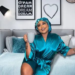 Viral Best selling 🔥 Luxury Women's Silky Satin Robe and matching bonnet set