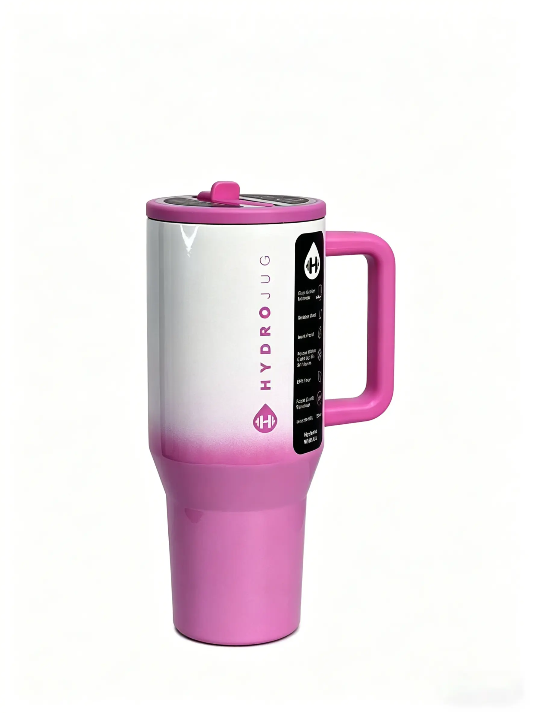 HydroJug 32oz Insulated Tumbler with Handle & Straw, Pink Ombre Stainless Steel Water Bottle, Leakproof, Cup Holder Friendly, Keeps Cold 24 Hours for Gym, Travel, Office funny dad large capacity car cup oval day gift daddy coffee mug cup Dr Pepper
