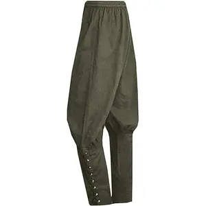 Runcati Mens Medieval Ankle Pants Renaissance Viking Pirate Lace Up Tapered Halloween Linen Costume Trousers