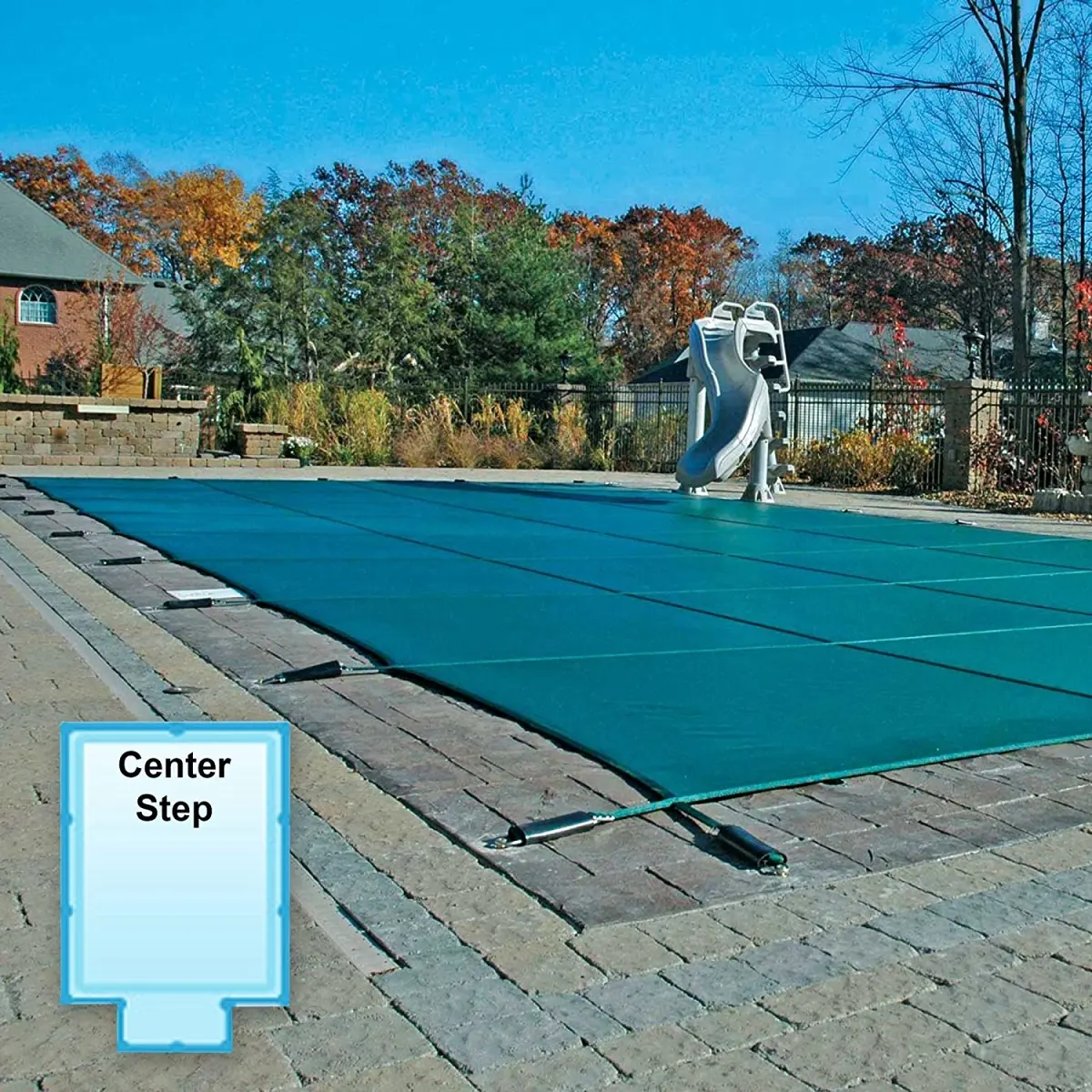 GLI Rectangular Pool Safety Cover, 16x32 ft Green Polypropylene Mesh Fabric, UV-Inhibited, Stainless Steel and Brass Hardware, Safety Guard, Debris Filter, Aquatic Fitness Equipment Accessory, Child