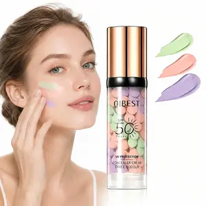 3-in-1 Color Correcting Face Primer SPF 50 PA+++  Hydrating Tone Up Makeup Base, Green, Purple & Pink Color Corrector, Oil Control, Pore Blurring for Smooth, Radiant-Looking Skin