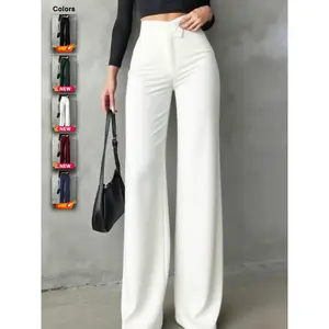 Women's casual and elegant straight leg pants, irregular V-shaped waistline, fit well, zipper style, suitable for all seasons, suitable for daily wear, commuting, dating, vacationRAIMENTRY