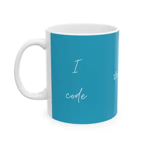 I Code, Therefore I Caffeinate, Turquoise, Ceramic Mug 11oz Coffee Drinkware