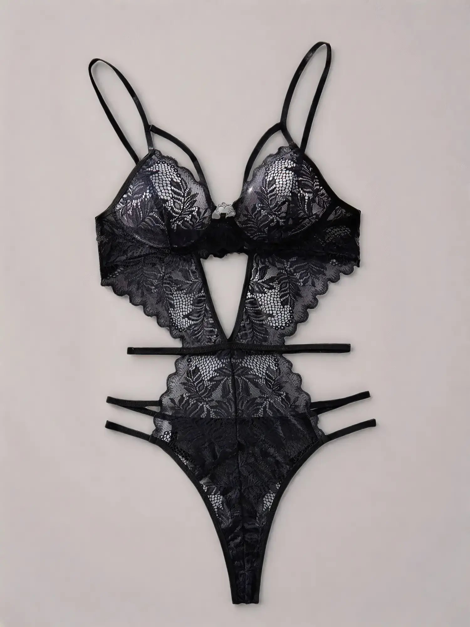 Women's Solid Cut Out Sheer Lace Lingerie Bodysuit, Fashion Comfy Sexy Breathable Push Up Bodysuit for Daily Wear, Women Sexy Lingeries for All Season