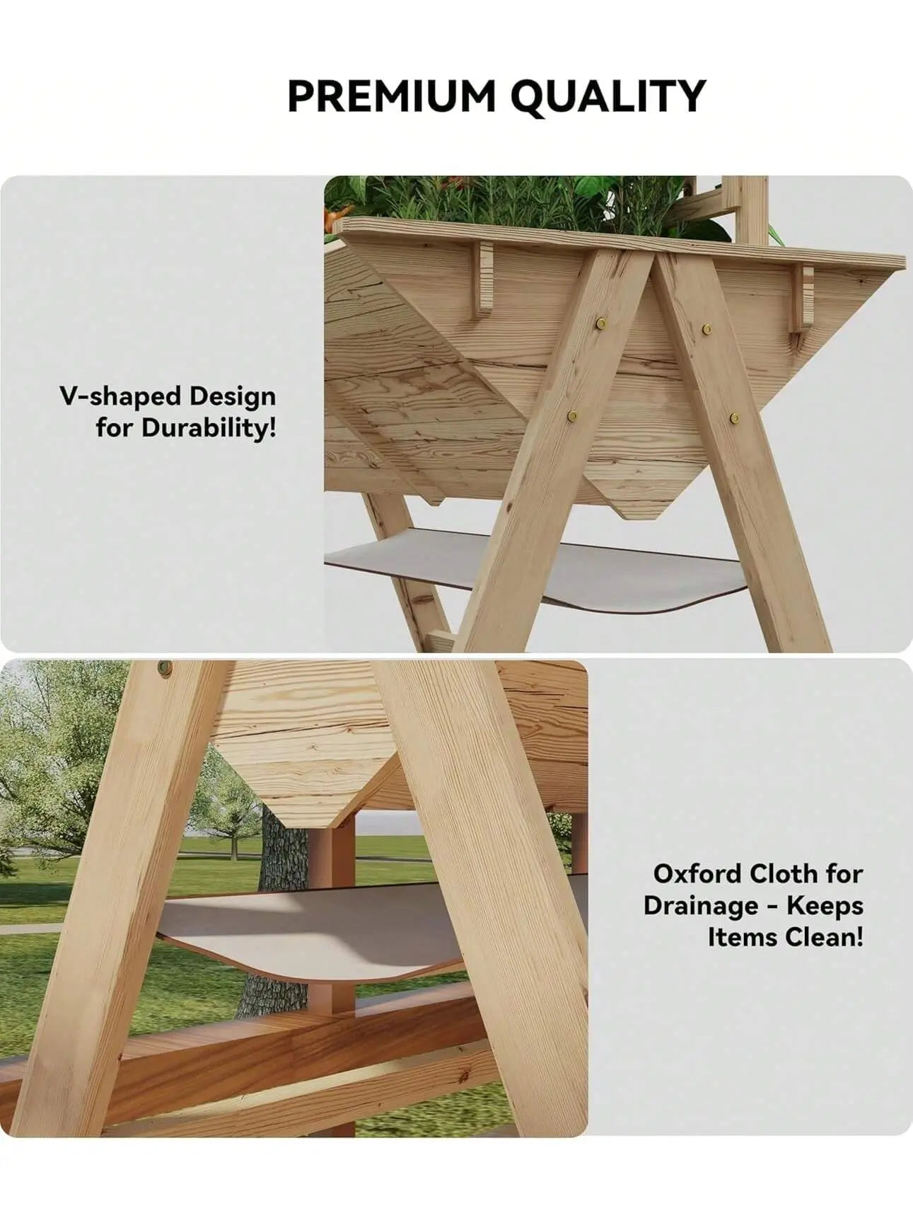Gaomon Cedar Wood Raised Bed - Easy Assembly, 4.3x2.5x4.5ft Large Size Outdoor Planter Box, 10.6in Depth with Trellis Shelf & Plant Support for Vegetables & Herbs