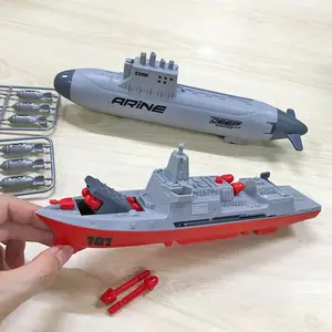 Military Ship Model Toy, Submarine Launcher & Destroyer Launcher Model Toy, Outdoor Sea Battle Game Toy, Model Kit, Birthday Gift for Boys & Girls