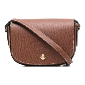 Longchamp Épure 17 Adjustable Strap Saddle Bag in Brown Calfskin for Women