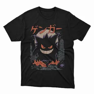 Men's Gengar Pocket Monsters Anime Shirt, Halloween Japanese Jersey