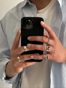 Men's Fashion Hip-Hop Punk Style Star Pattern Ring Set, Stackable Rings, Cool and Stylish Daily Wear Accessories, Trendy Casual Jewelry for Men