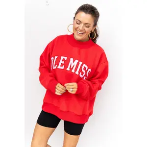 Embroidered Ole Miss  Gingham Mock Neck