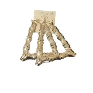 Gold Triangle Big Hoop Earrings - Oversized