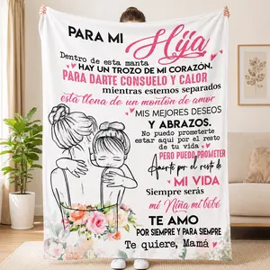 Modern Letter-Print Thickened Flannel Blanket with Classic Floral Pattern, Warm & Cozy Nap Throw for Bed and Sofa, Warm Bedroom Blanket, Stylish Decorative Blankets for Home & Office, Soft & Cozy Blanket, Personalized Flannel Blanket, Soft Warming Blanket