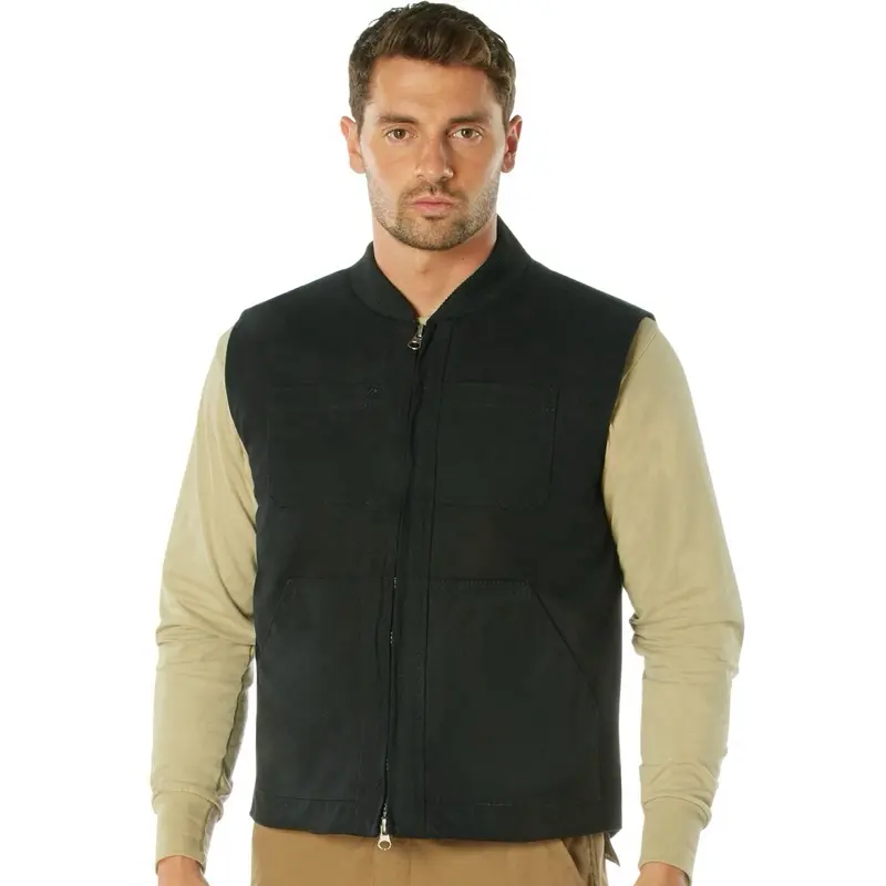 Rothco Men’s Concealed Carry Backwoods Canvas Vest - Menswear Discreet Gear Carry Vests for Tactical Professionals and Outdoor Enthusiasts - 100% Cotton Canvas & Polyester Interior - Two Interior Pockets & Magazine Pouches - 2-Way Zipper Closure - Black