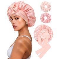 Pink Bonnet + 2Pcs Scrunchies 