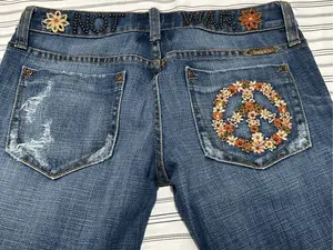 Y2K Frankie B Jeans Size 4, Inseam: 29 inches. Bootcut, Studded trendy jean
