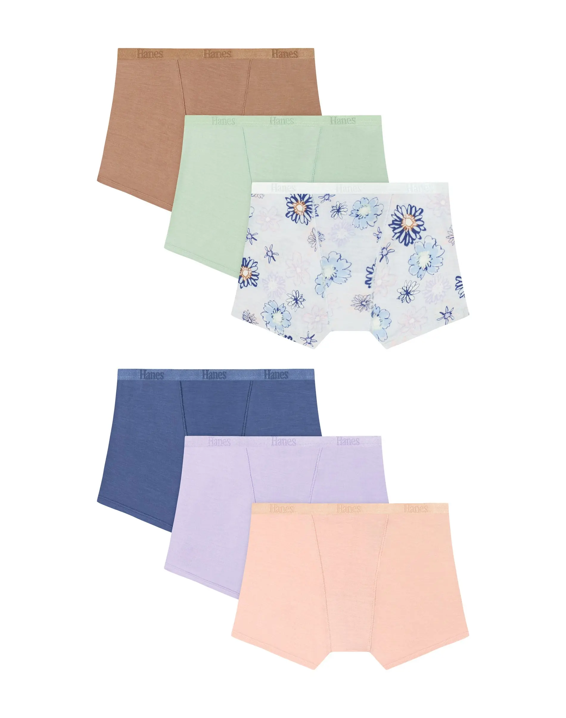 Hanes Originals SuperSoft Girls' Underwear Briefs Pack, 6-Pack, Moisture Wicking