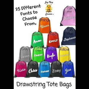 Name Only Drawstring Bags Backpack Gym Cinch Sports Teams Baseball Basketball Football Hockey Softball Dance Summer Camp Beach Students Vacation Birthday Holiday Girl Scouts Polyester Water Resistant Travel Lightweight Durable