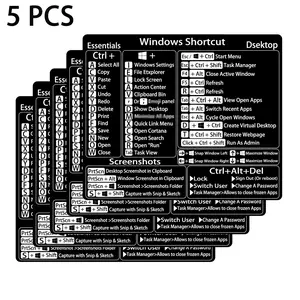 Windows Shortcut Sticker, 5 Counts Keyboard Shortcut Vinyl Sticker, Laptop Keyboard Shortcuts Stickers for Windows System Any PC Computer Laptop Desktop Notebook, Self Adhesive Stickers