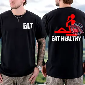 Eat Healthy Funny Shirt With Healthy Lifestyle, Shirt Full Color Full Size For Men and Women Comfort Cotton Top, Menswear Classic Collar Shirt