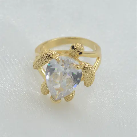 14k Gold Plated Turtle Ring with Large Zircon, Unisex Lucky Band, Daily Wear, Vacation, Gift Jewelry, Exquisite Trendy Ring, Perfect for Holidays, Fashion Ring, Beautiful Rings, Unique Rings