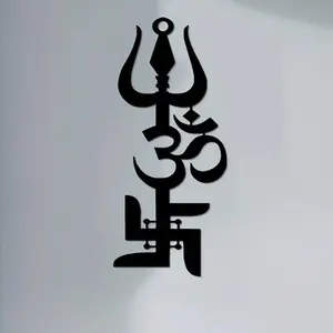 Hindu Religious Symbol Wall Decor, Creative Iron Wall Art, Wall Hanging Decor for Home Living Room Bedroom, Home Decor Supplies
