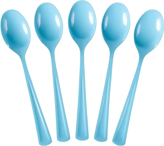 Heavy Duty Light Blue Plastic Spoons | 7 in. | 50 Count