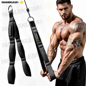 MANUEKLEAR Tricep Rope Cable Attachment - Heavy Duty D-Ring, Universal Fit, Longer Reach, Secure Hold for Tricep Workouts, Push Downs, Professional Gym Use