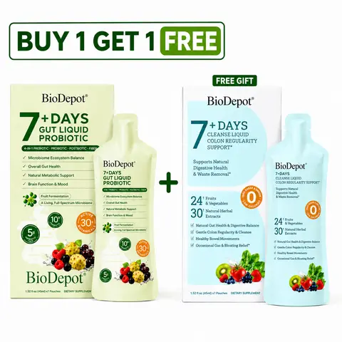 [Buy 1 Get 1 ] BioDepot Natural Liquid Probiotic Supplement — 4-in-1 Daily Synbiotic Formula (containing prebiotics, postbiotics, and dietary fiber) Sugar Free and Dairy Free.