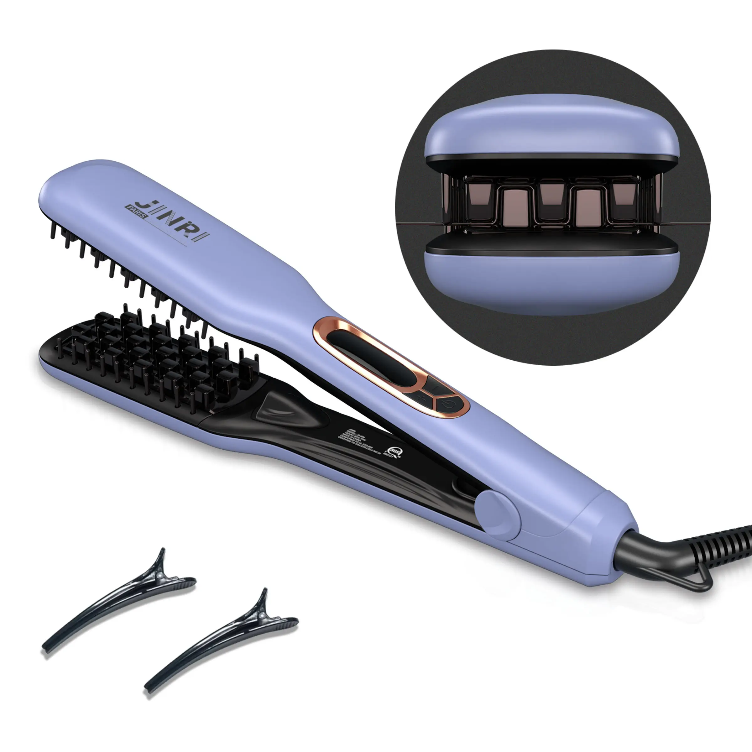 JINRI Hair Brush, Pumped-Up Volume, Hair Iron, Adjustable Temp, 360 ° Tail Rotation, Lasting Volume, for Short Or Thin Hair, Dual Voltage (100-240V), Volumizing Hair Iron, Purple, 1.25 inch tiktokshopbacktoschool